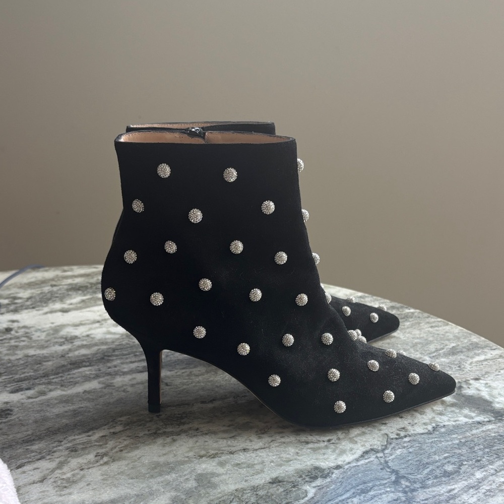 Stuart Weitzman Black Ankle Boots with Silver Studs